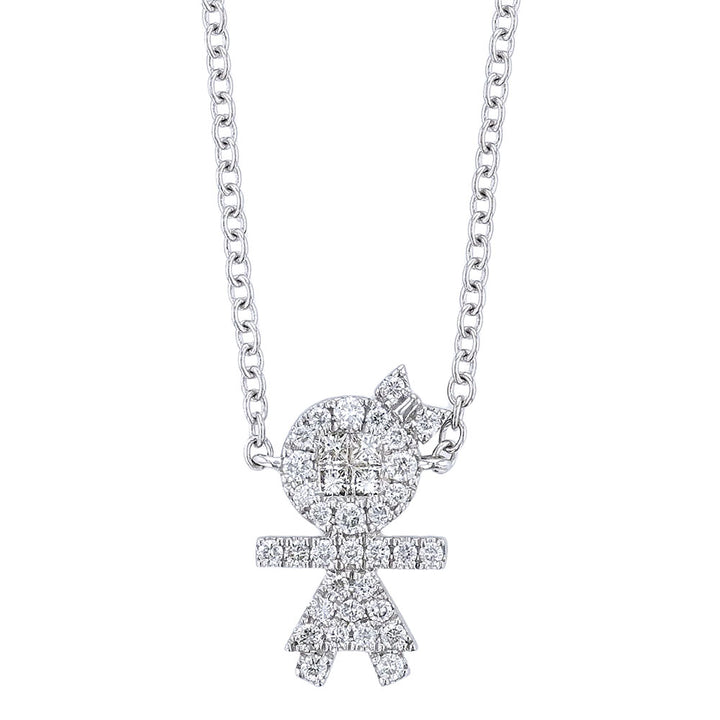 18k White Gold Little Girl Diamond Necklace