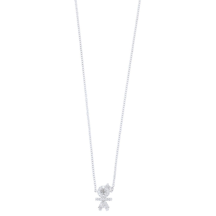 18k White Gold Little Girl Diamond Necklace