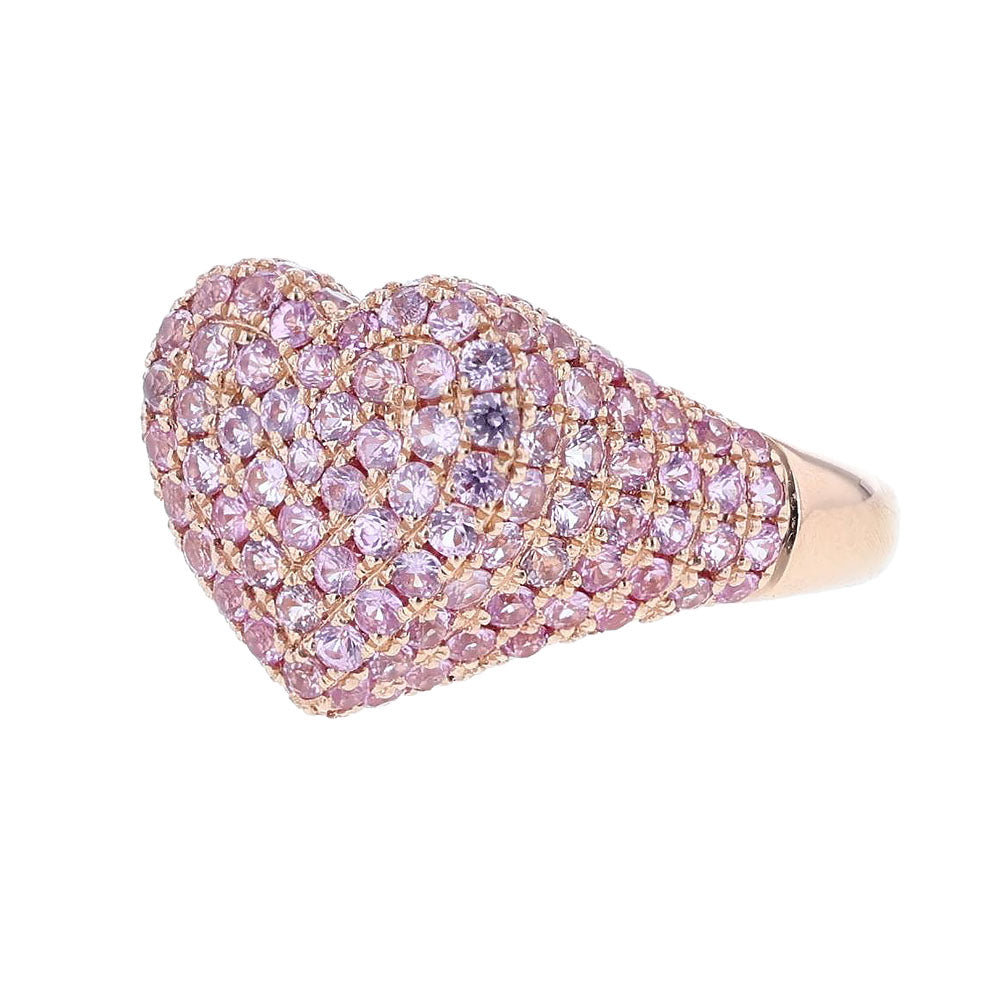 18k Rose Gold Pink Sapphire Heart Ring
