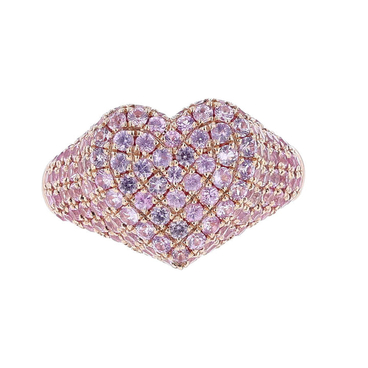 18k Rose Gold Pink Sapphire Heart Ring