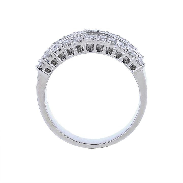 18k White Gold Baguette Round Diamond Band