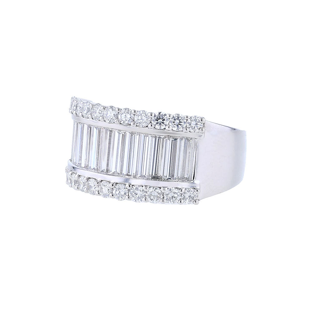 18k White Gold Baguette Round Diamond Band