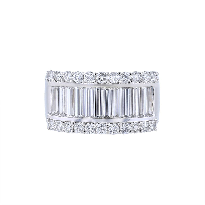18k White Gold Baguette Round Diamond Band
