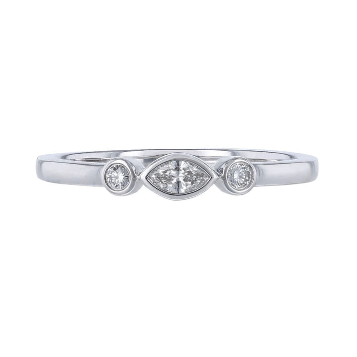 Round and Marquise Bezel Diamond Ring