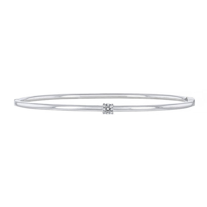 18K White Gold Single Round Diamond Bangle