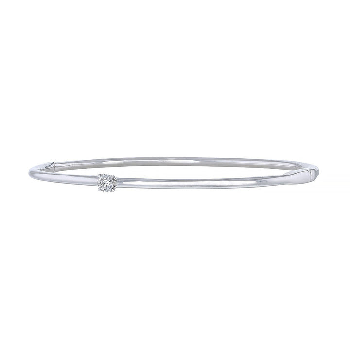 18K White Gold Single Round Diamond Bangle