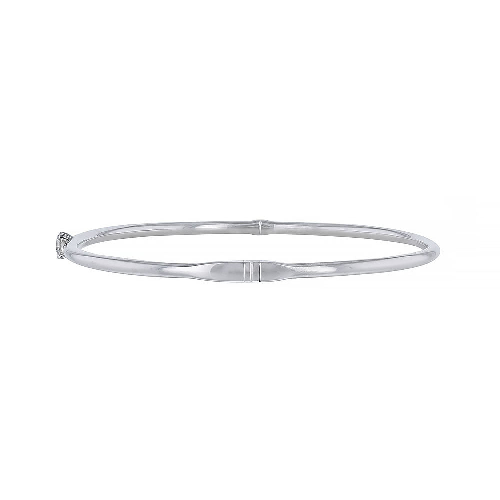 18K White Gold Single Round Diamond Bangle