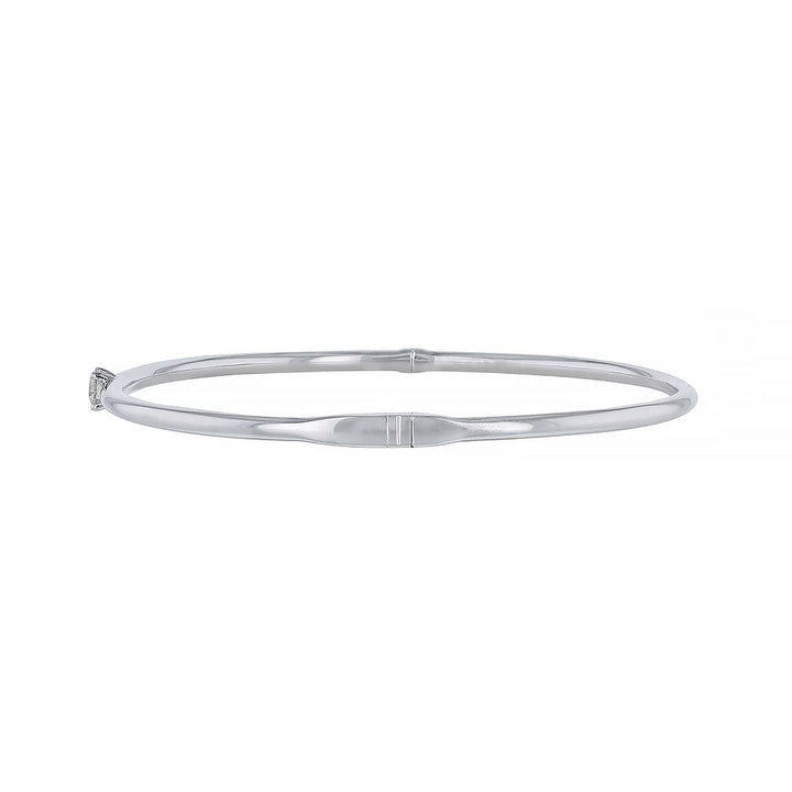 18K White Gold Single Round Diamond Bangle