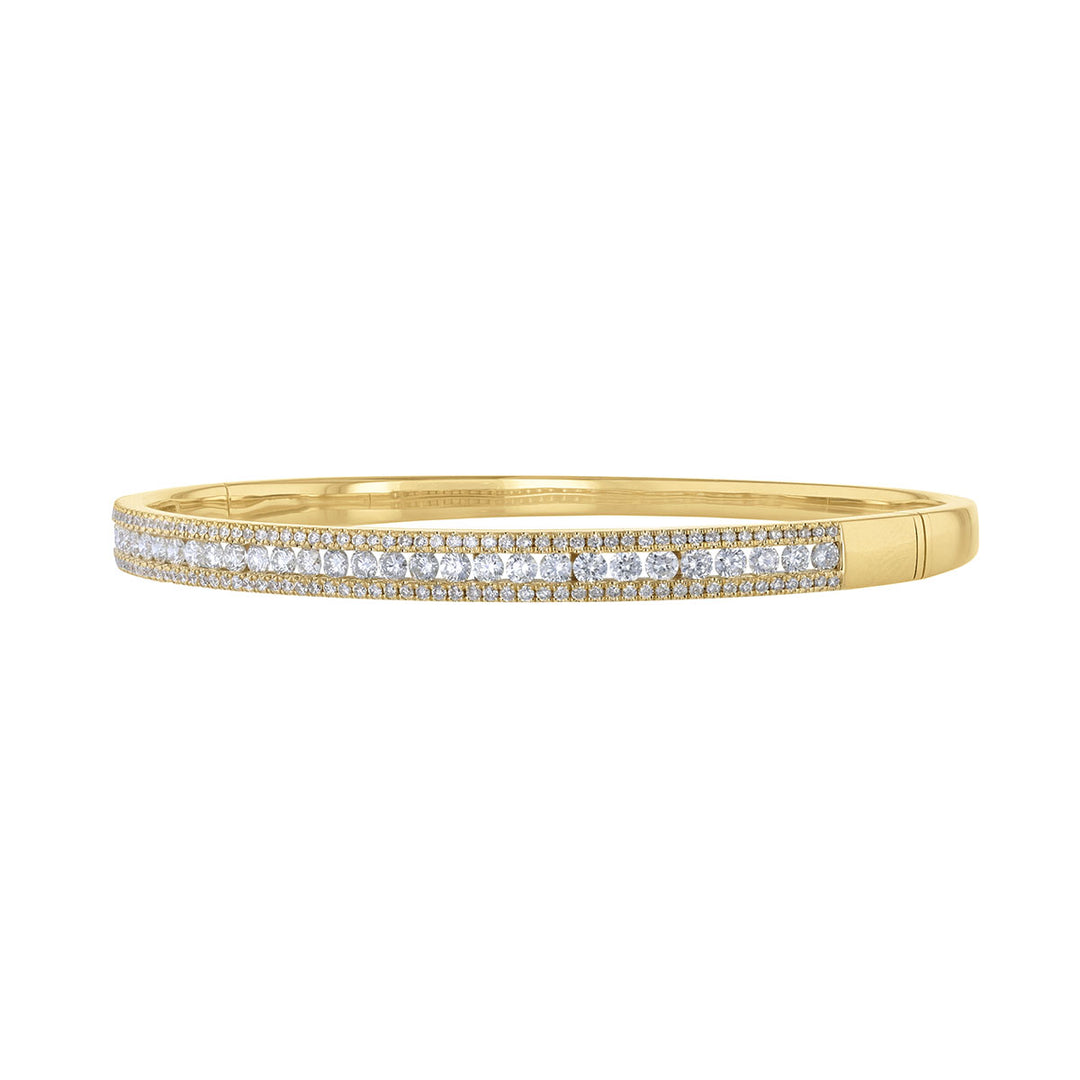Triple Row Round Diamond Bangle