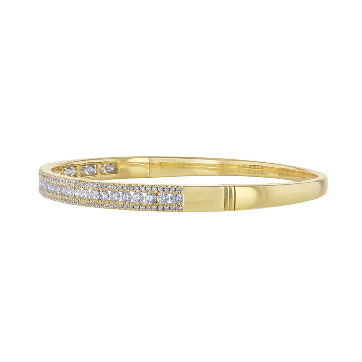 Triple Row Round Diamond Bangle