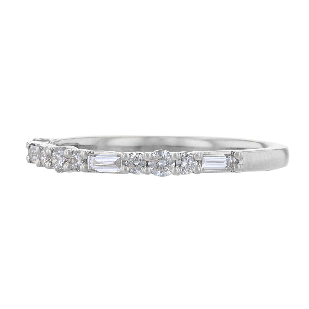 Baguette Round Diamond Stackable Ring