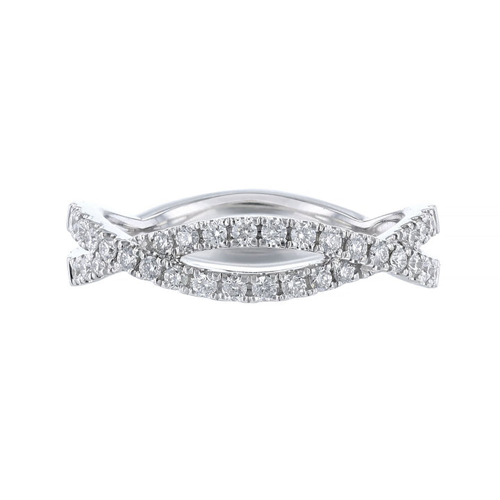 18K White Gold Woven Diamond Wedding Band