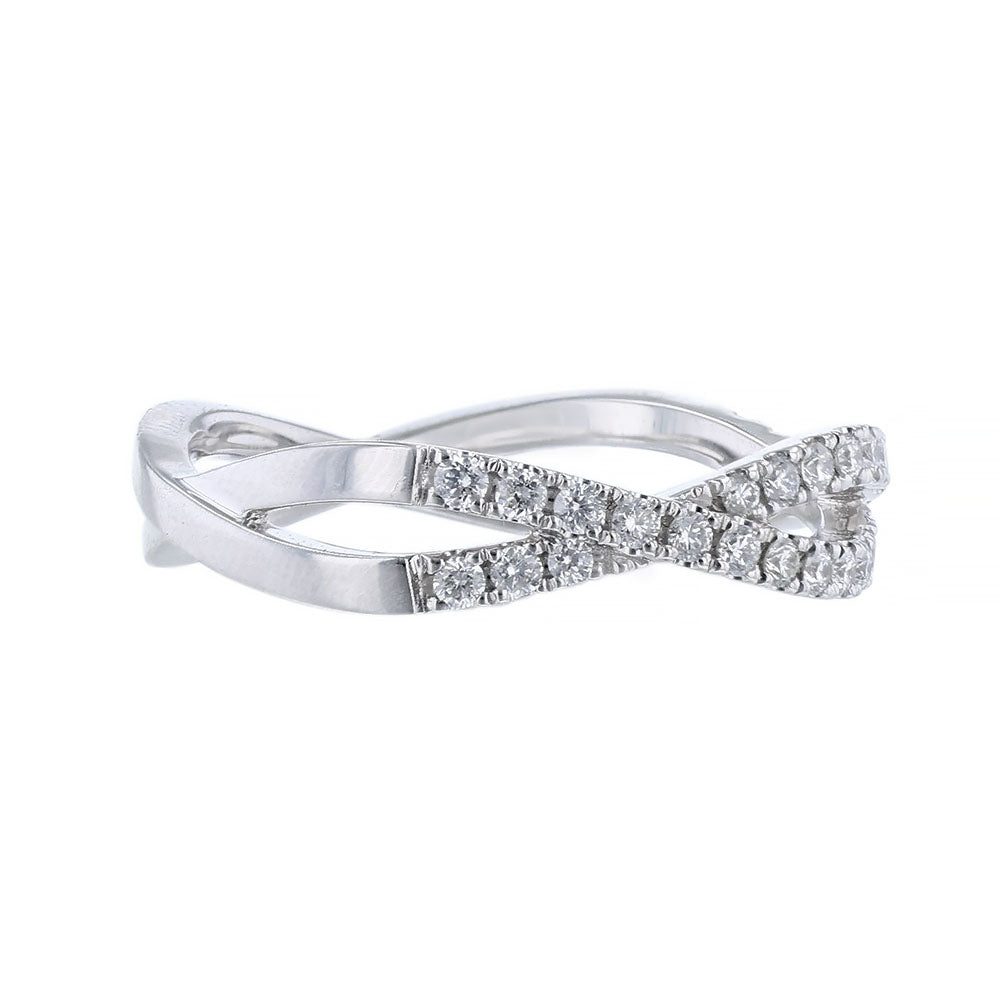 18K White Gold Woven Diamond Wedding Band