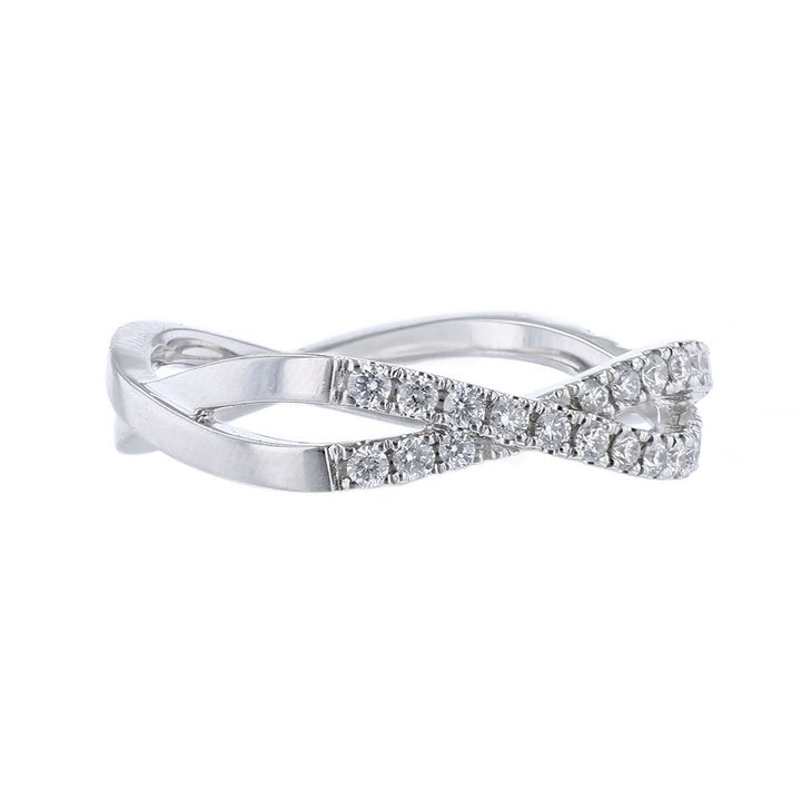 18K White Gold Woven Diamond Wedding Band