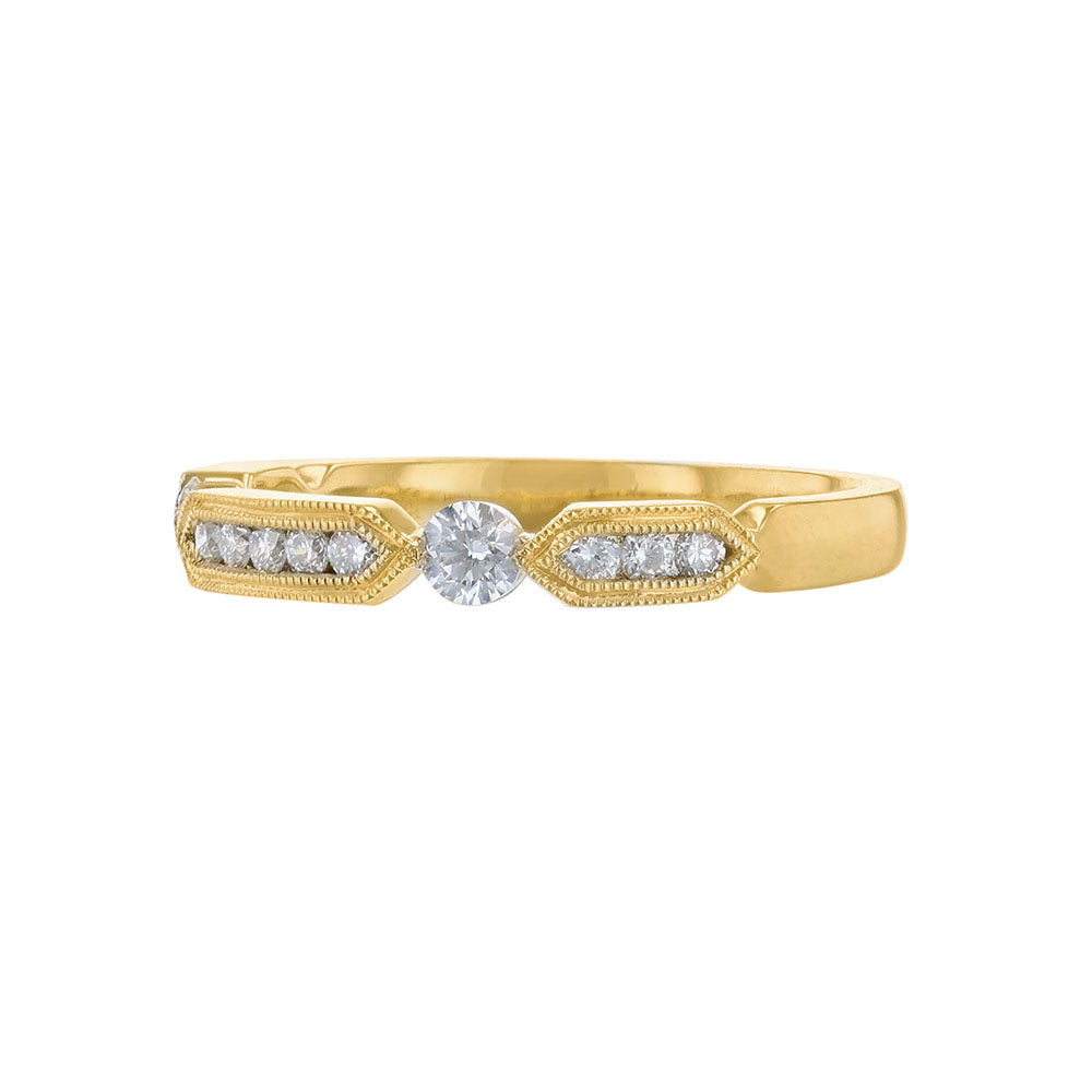 Milgrain Bar Bezel Round Diamond Band