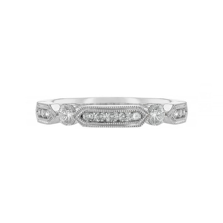 Milgrain Bar Bezel Round Diamond Band