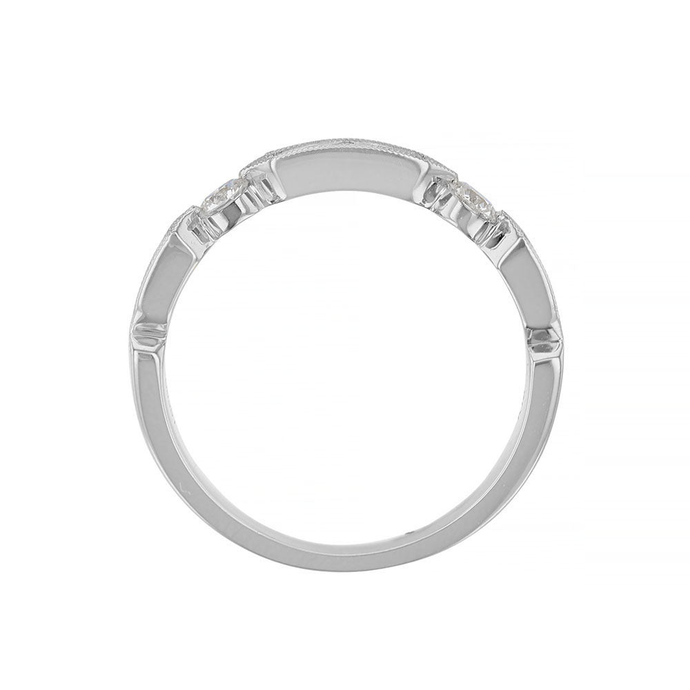 Milgrain Bar Bezel Round Diamond Band