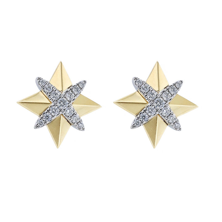 18K Yellow Gold Diamond Burst Earrings