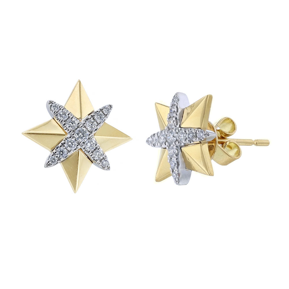 18K Yellow Gold Diamond Burst Earrings
