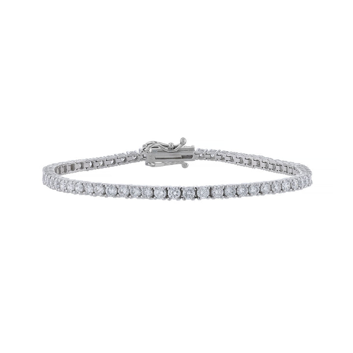 14K White Gold Lab Grown Diamond Tennis Bracelet, 4.20ct.