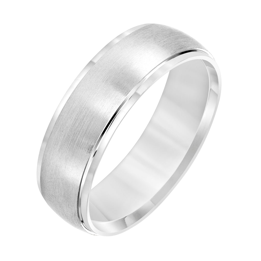 Low Dome Round Edge Carved Wedding Band