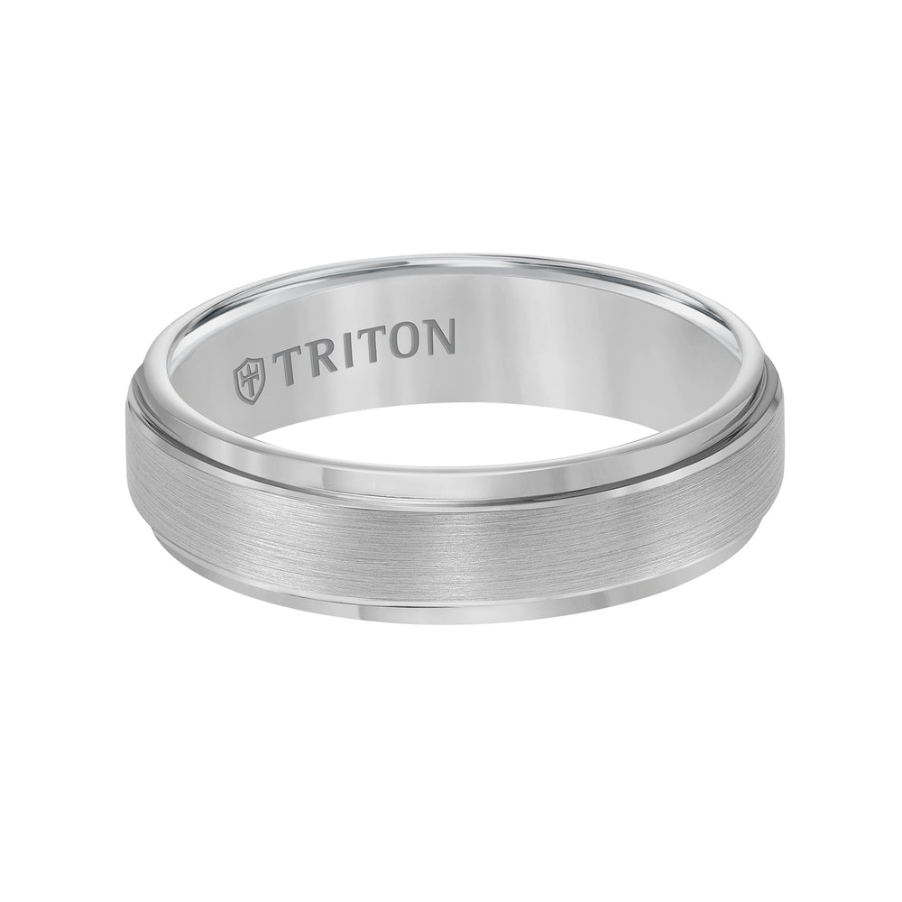 6mm Classic Tungsten Carbide Satin Finish Flat Center with Bright Step Edge Comfort Fit Band.