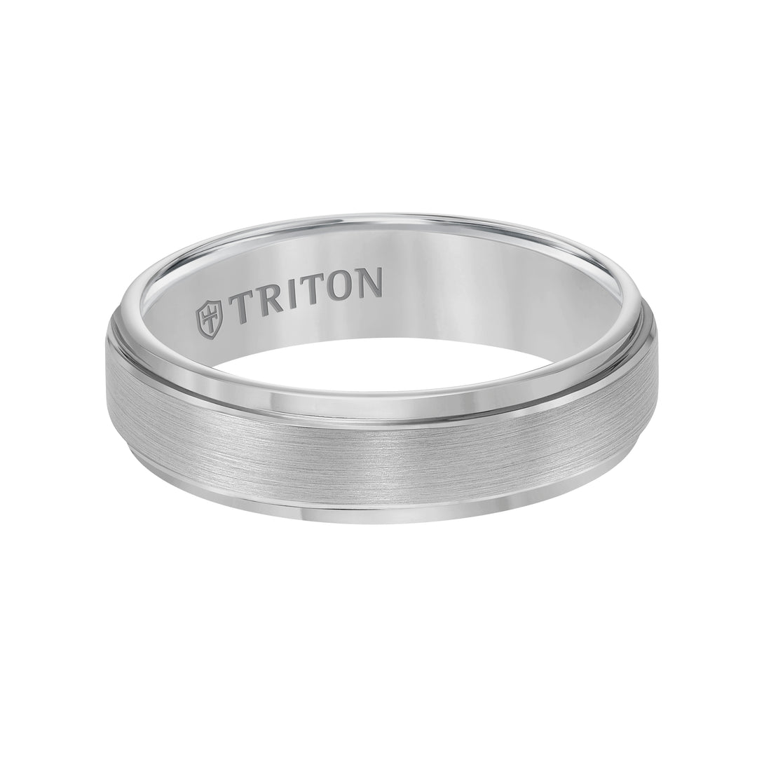 6mm Classic Tungsten Carbide Satin Finish Flat Center with Bright Step Edge Comfort Fit Band.