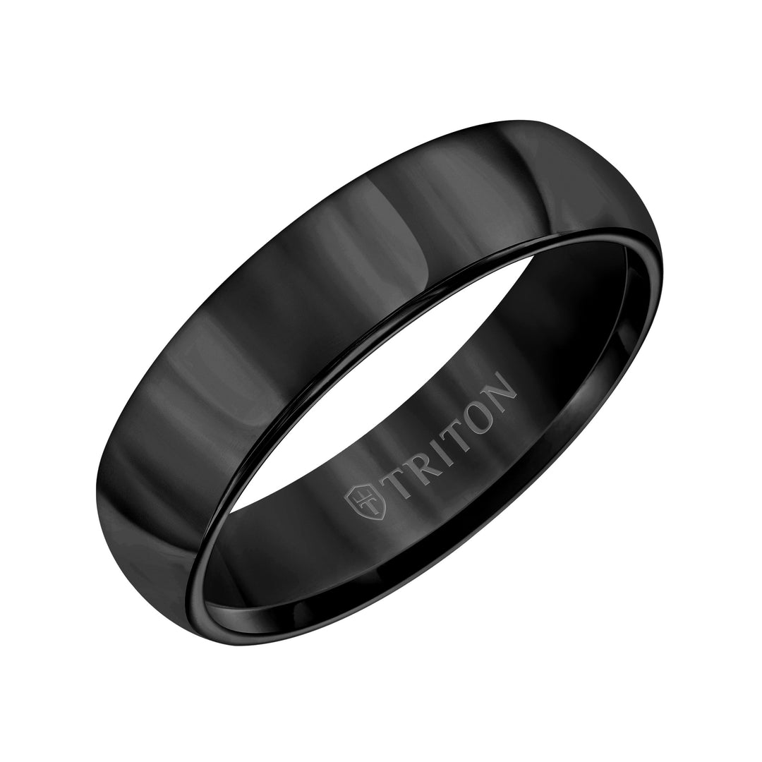 6mm Black Tungsten Carbide Domed Bright Polished Comfort Fit Band.