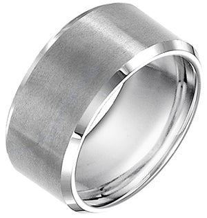 10mm Black Tungsten carbide Bevel Edge Satin Finish Comfort Fit Band
