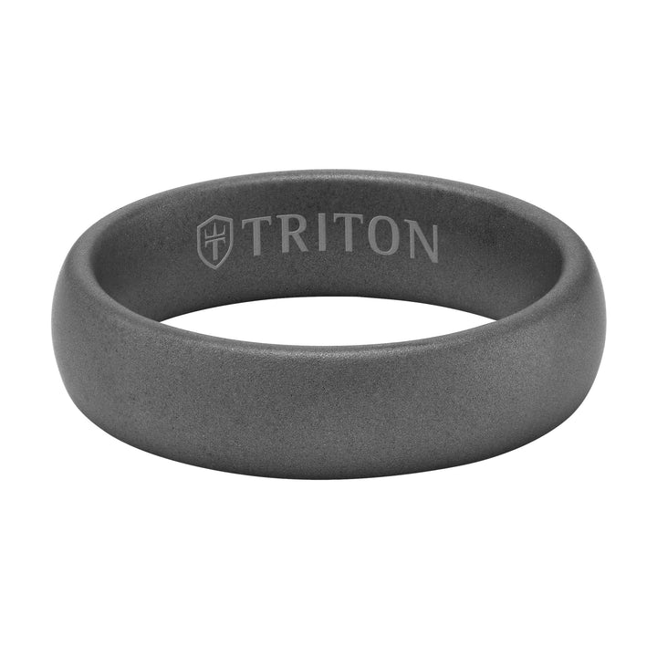 6mm Grey Tungsten Carbide Ring with Light Sandblasted Finish and Rolled Edge