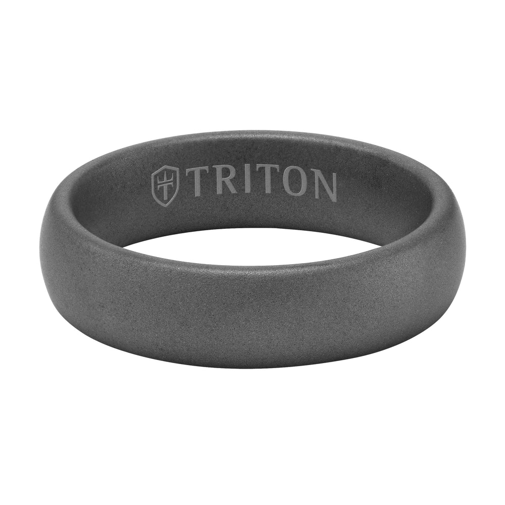 6mm Grey Tungsten Carbide Ring with Light Sandblasted Finish and Rolled Edge