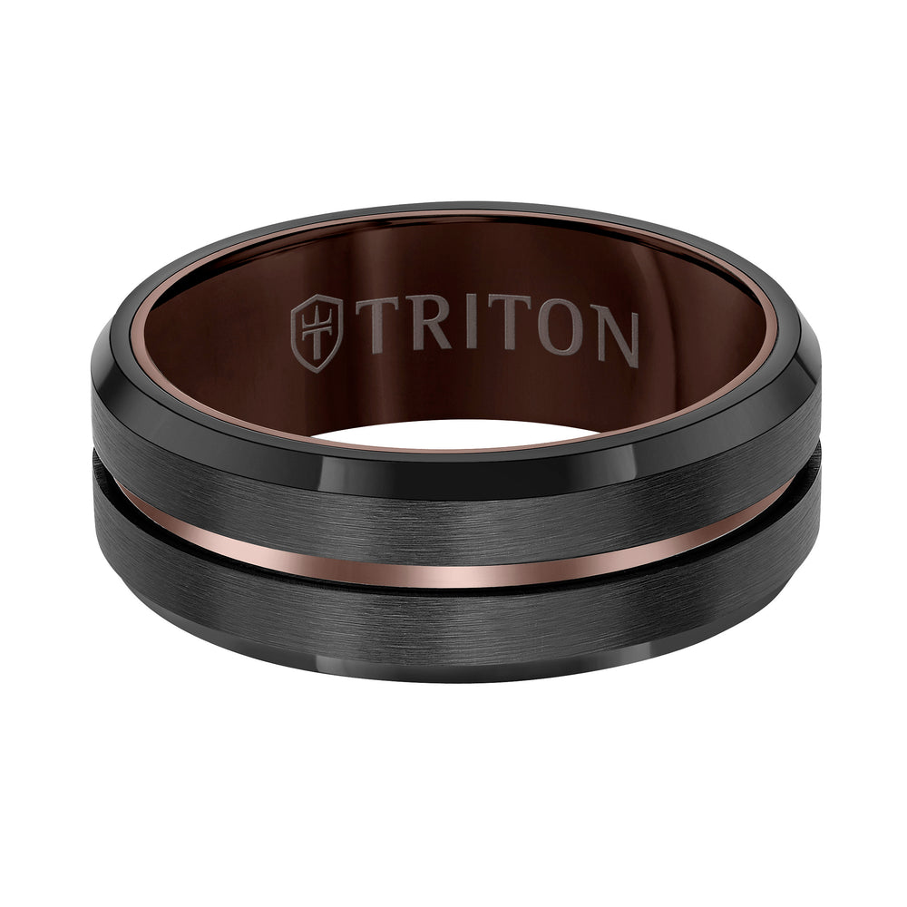 Brush Finish Step Edge Contemporary Wedding Band