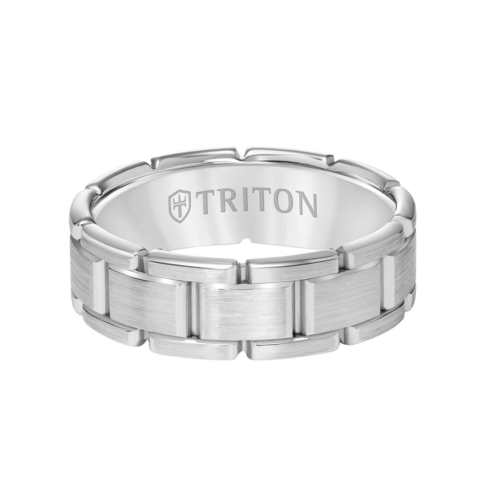 Satin Finish Steel Edge Contemporary Wedding Band