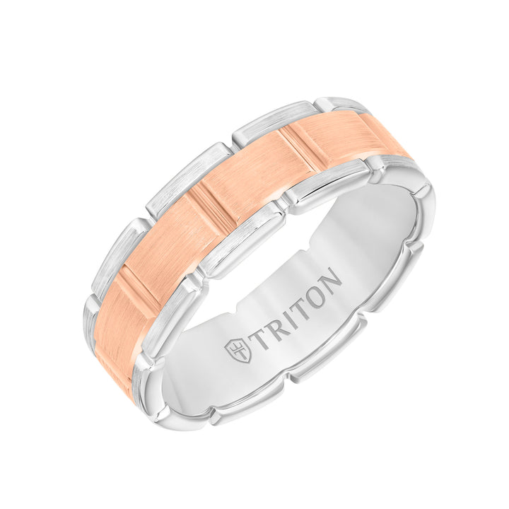 Satin Finish Steel Edge Contemporary Wedding Band