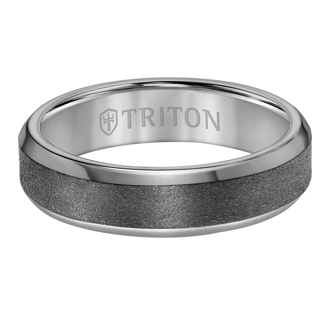 6MM Tantalum Ring - Vertical Satin Finish and Bevel Edge