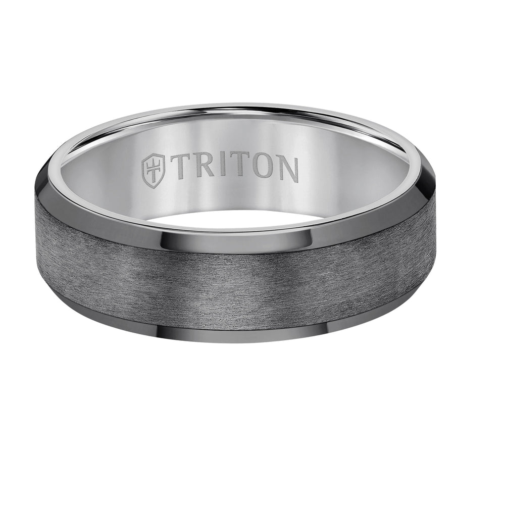 7MM Tantalum Ring - Vertical Satin Finish and Bevel Edge