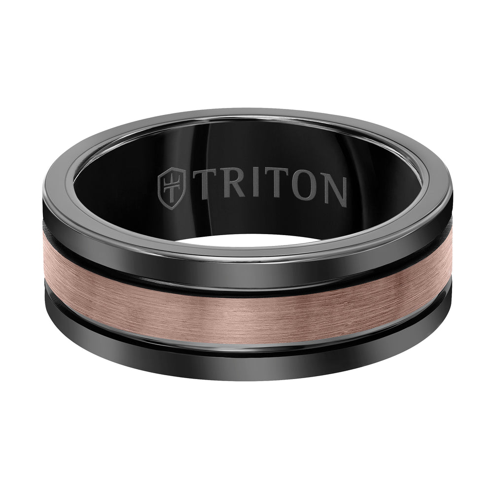8MM Espresso Tungsten Carbide Ring - Brushed Center Finish