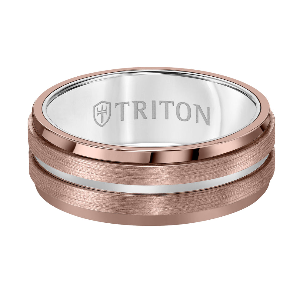 8MM Espresso Tungsten Carbide Ring - Satin Finish with Center Line