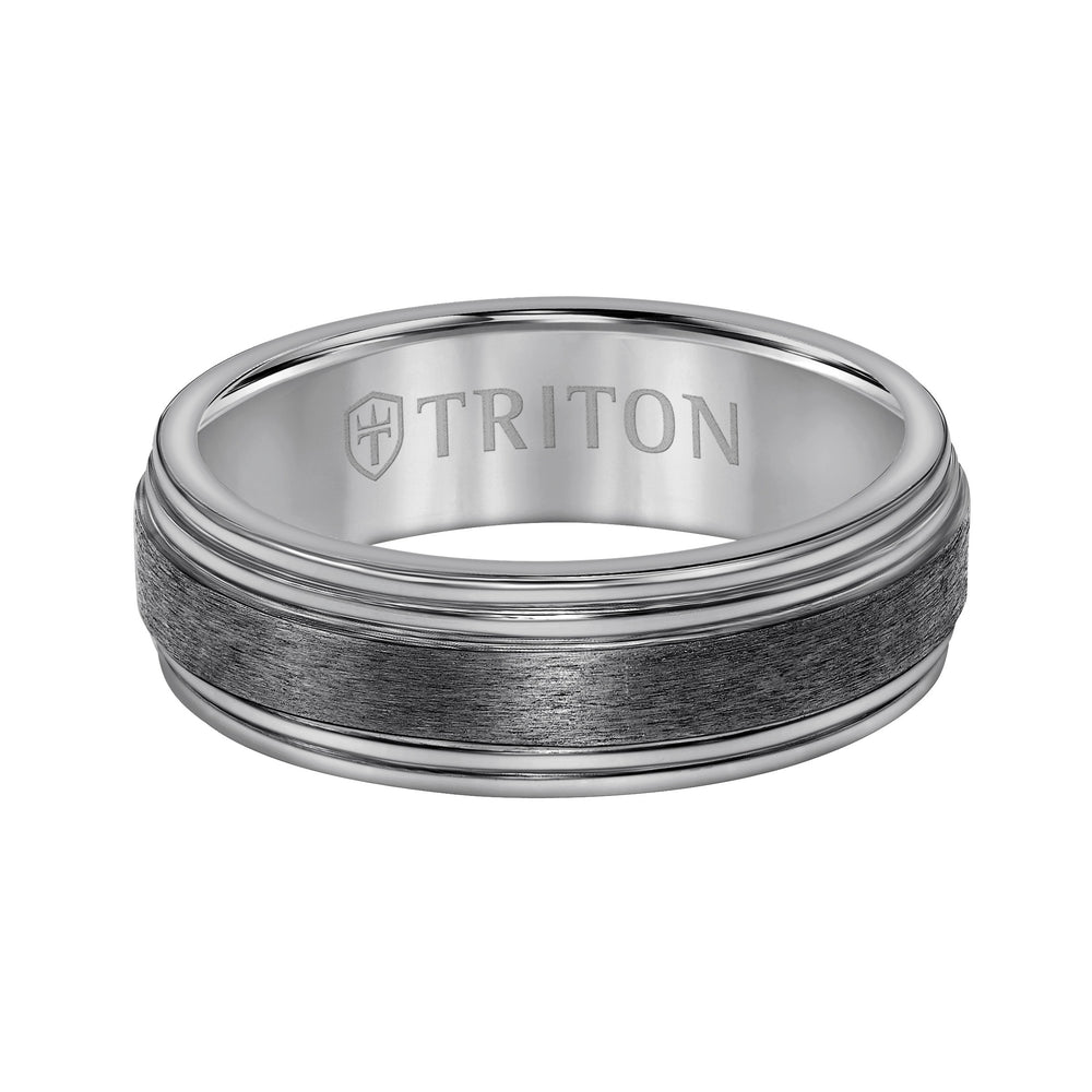 7MM Tantalumm Ring - Brush Finish Center and Round Edge