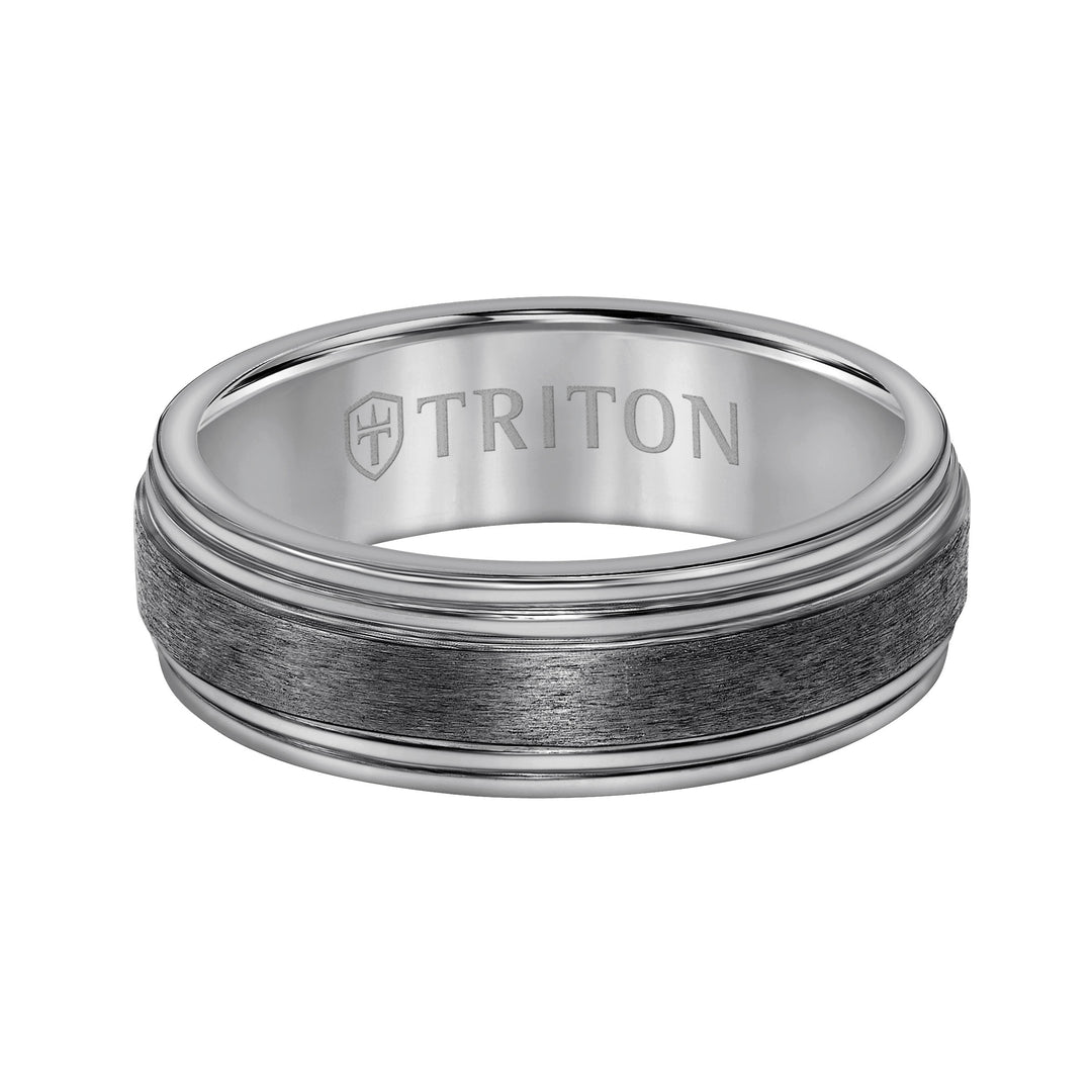 7MM Tantalumm Ring - Brush Finish Center and Round Edge