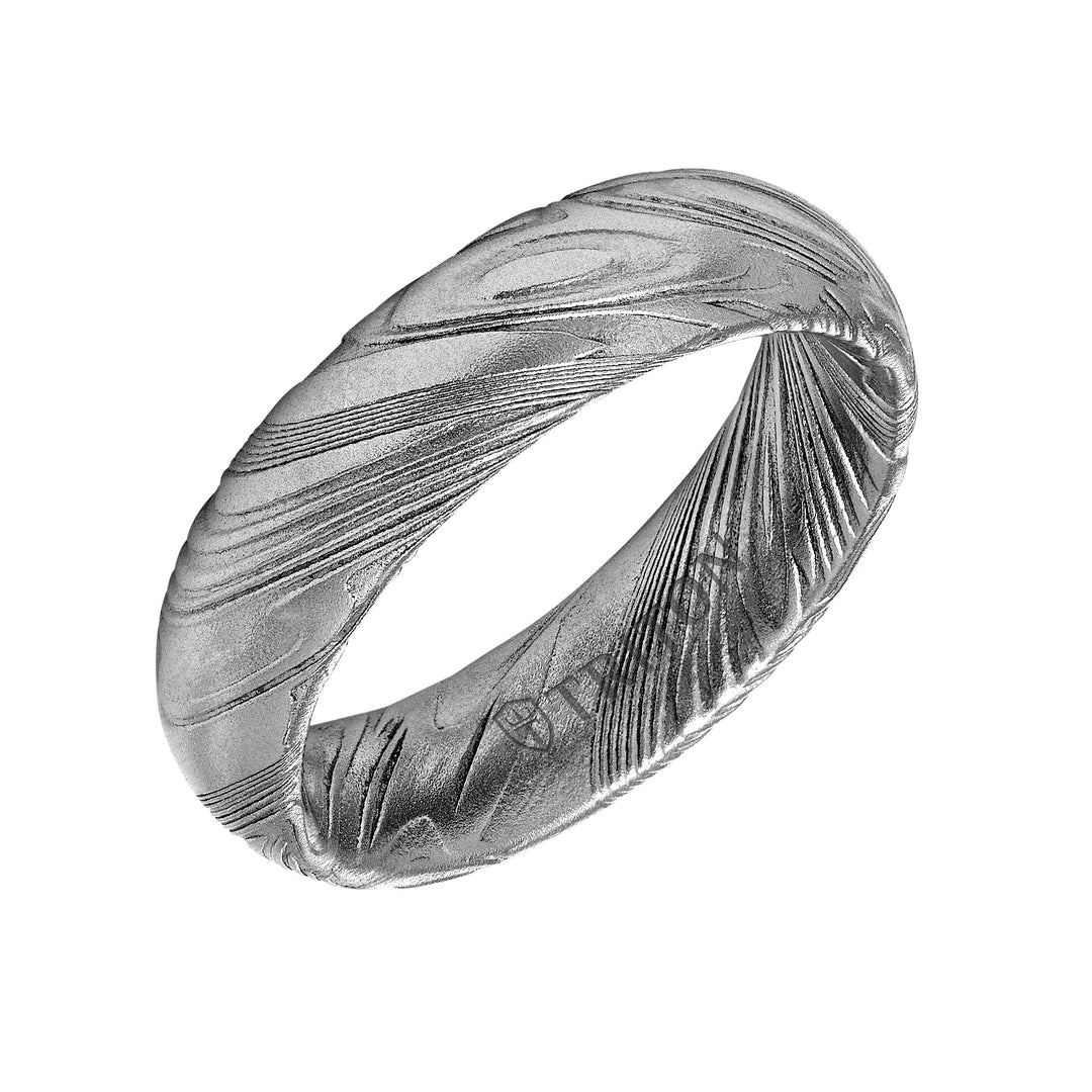 11-6186E6-G.00 - Goldman - Flat Edge  Damascus Steel Wedding Band