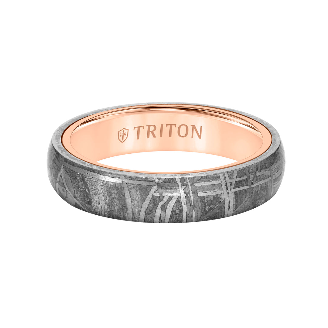 5MM Meteorite + 14K Gold Ring - Dome Edge to Edge with 14K Gold Interior