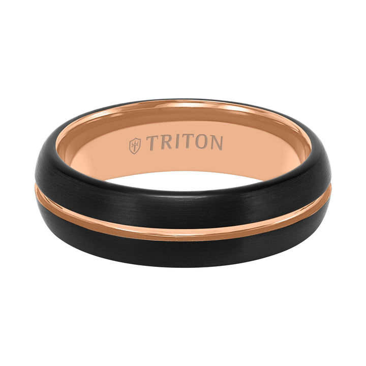 6.5MM Tungsten Carbide Two -Tone Ring with Brushed Finish