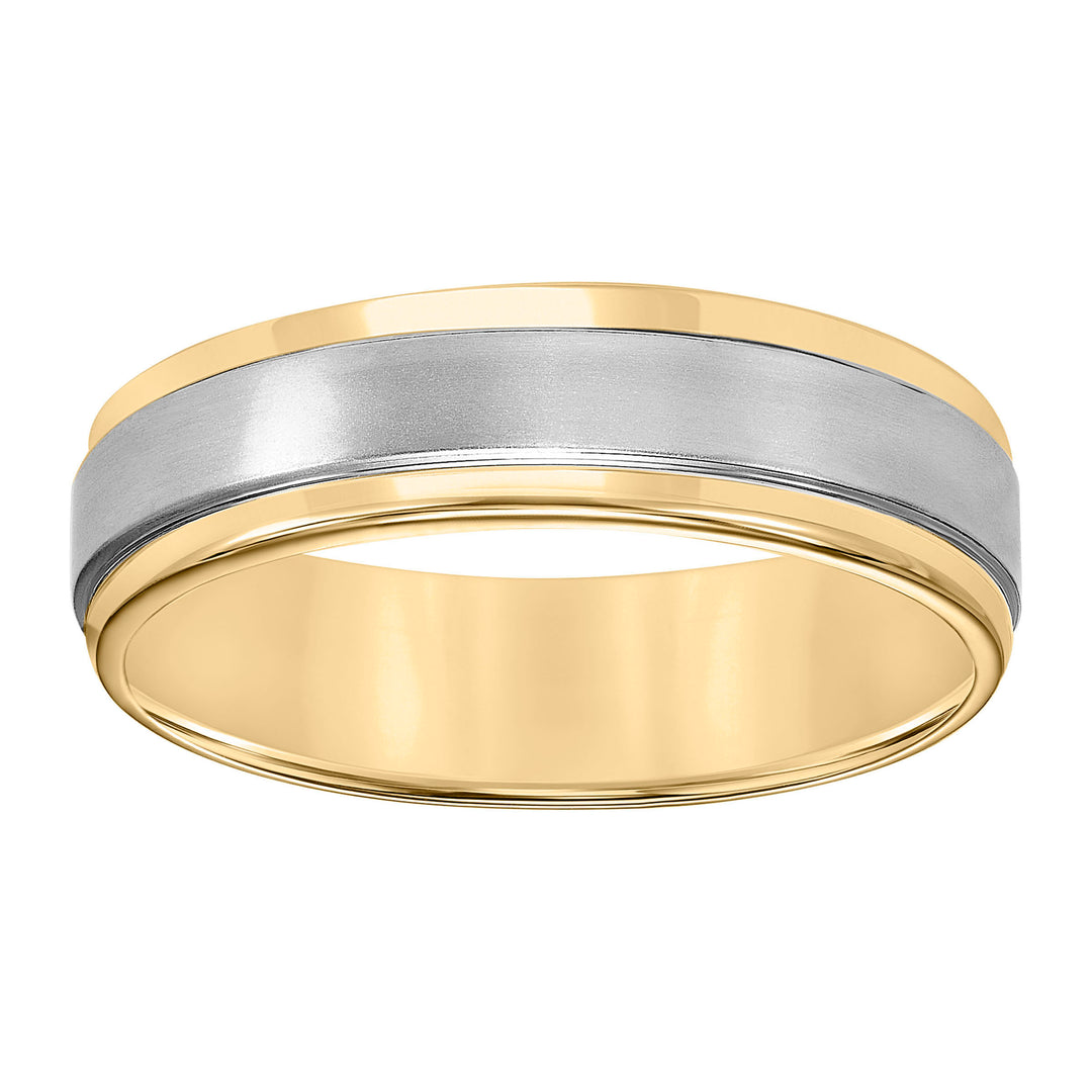 Featuring a stunning brushed finish and handsome round edges, this Comfort Fit wedding band fuses classic style with luxurious details