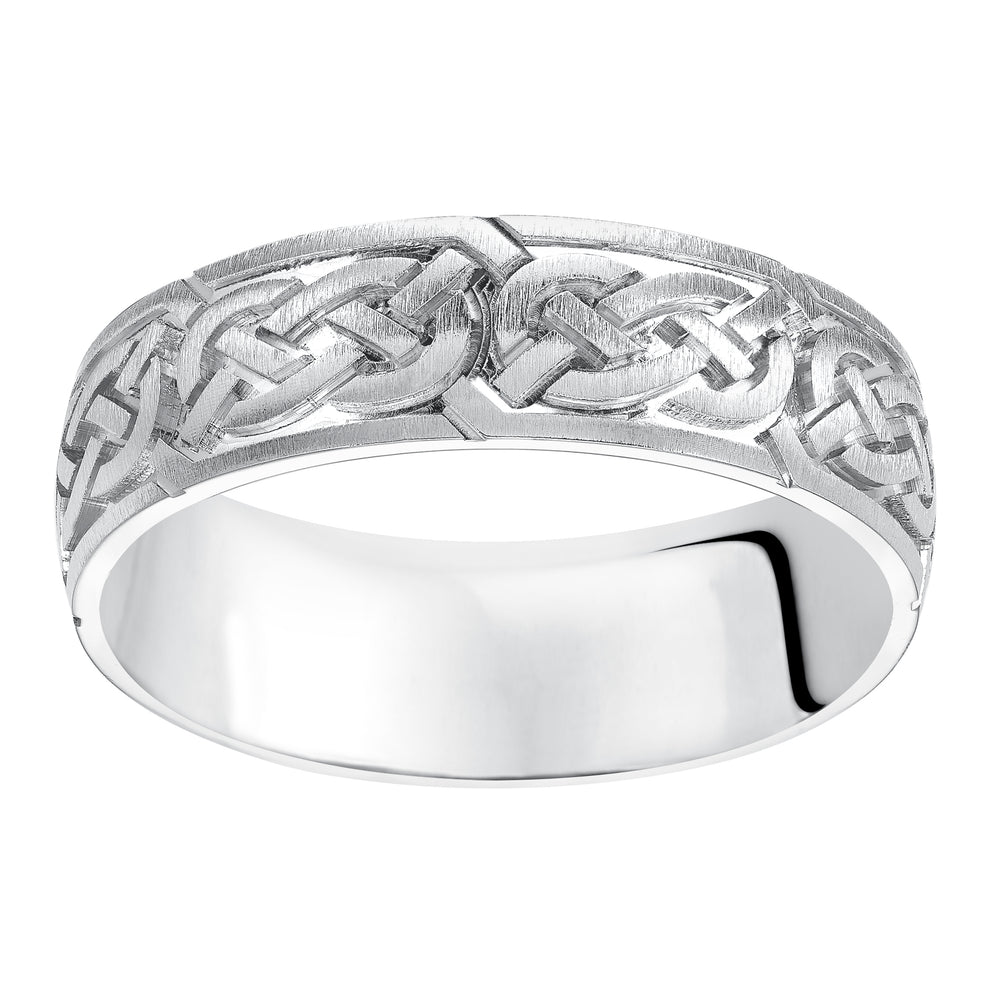 11-7159W-G.00 - Goldman - This finely crafted, Comfort Fit wedding band features an exquisite Celtic knot design, satin finish and flat edges to complete the look