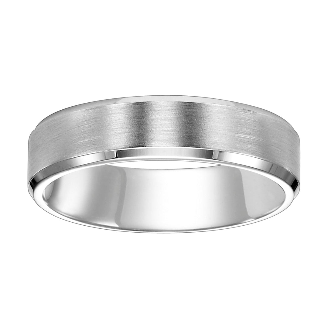 Flat Bevel Edge Carved Wedding Band