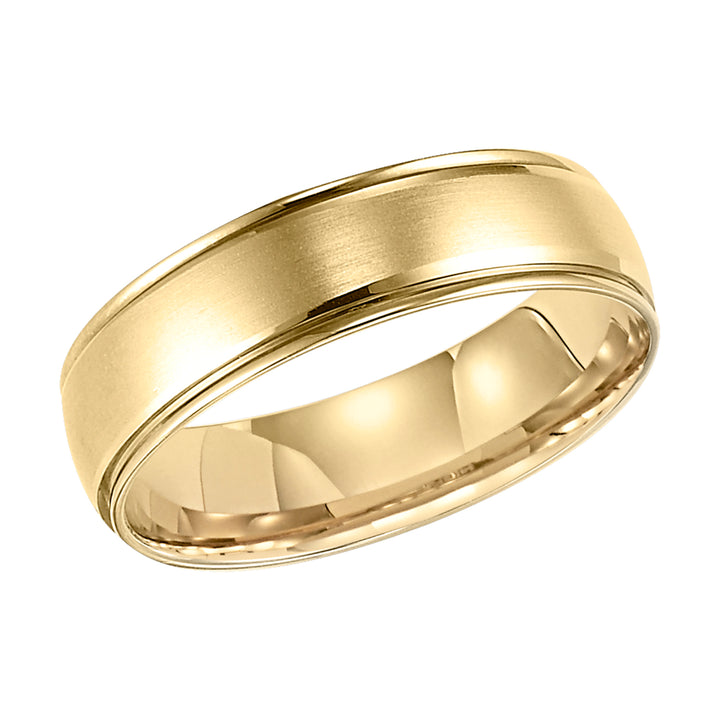 Mens wedding band with Brush finish and round edges with low dome profile