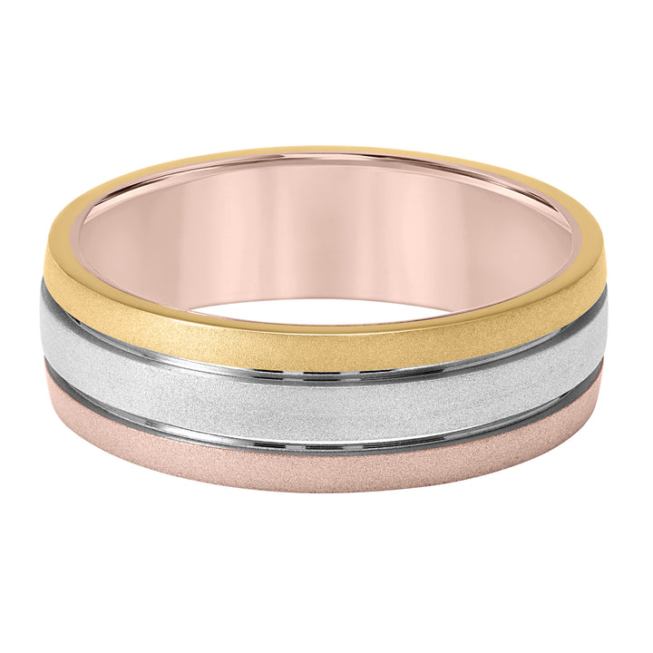 Lowdome Flat Edge Carved Wedding Band