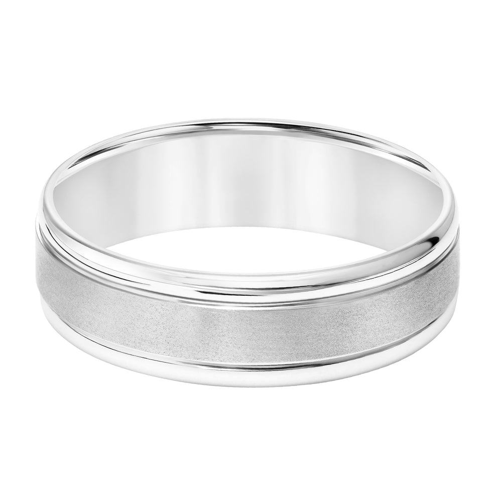 Flat Round Edge Carved Wedding Band