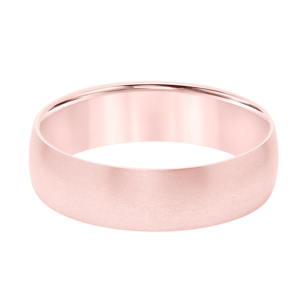 6mm Width Comfort Fit Band with Brushed Finish and Flat Edge
